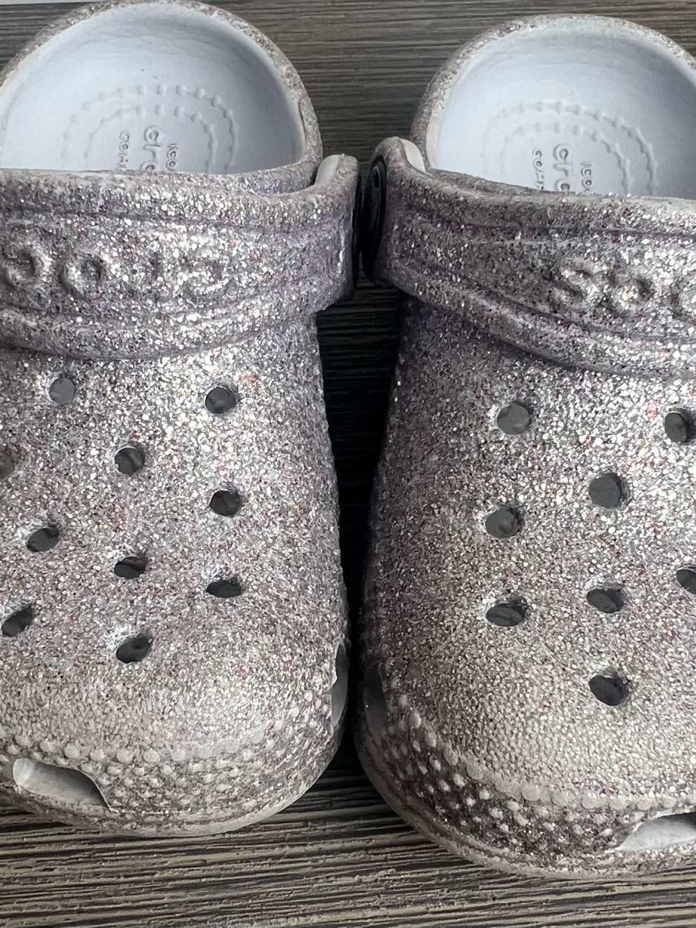 CROCS Kids Glitter Classic Clog - Silver Sparkle